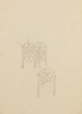 Фаворский Владимир Андреевич. Лот из шести эскизов декораций (на двух листах с оборотной стороны карандашные наброски) к спектаклю В. А. Соловьева «Великий государь», постановка Б. Е. Захавы. Москва, Государственный театр им. Е. Вахтангова